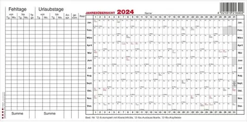 GÜSS Kalender Jahresplaner Austauschkarte für Personal-Planer Kalendarium 2026. weiß