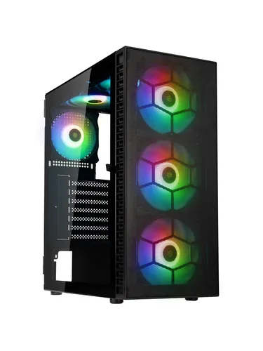 Kolink Observatory HF Mesh PC-Gehäuse mit 6 ARGB-Lüftern - PC-Gehäuse mit hervorragender Belüftung und Platz für 330 mm GPUs, ideal für High-End-Gaming-Systeme. Inklusive sechs vorinstallierten ARGB-Lüftern für ein beeindruckendes Lichtspiel.