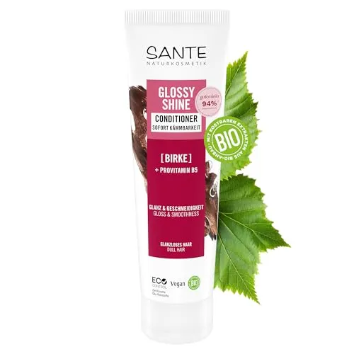 SANTE Naturkosmetik Glossy Shine Conditioner - 150 ml - mit Bio-Birkenblatt & Provitamin B5 - für glanzloses Haar - silikonfrei & vegan - dermatologisch getestet
