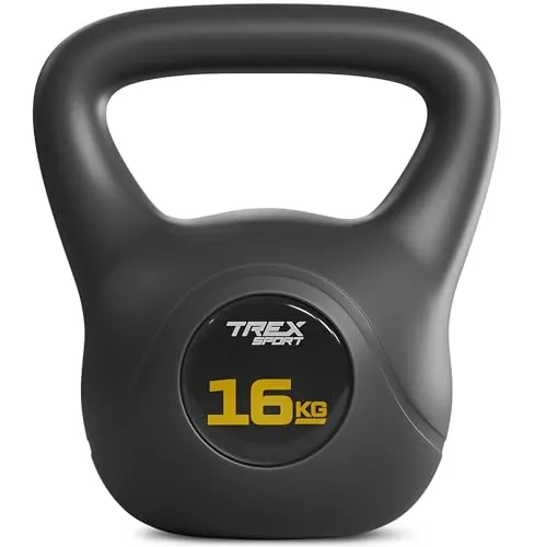 TREX SPORT Kettlebell 16 kg - Vielseitige Kugelhantel für Fitness - Hanteln & Gewichte – Ideal für Kraft- und Ausdauertraining mit rutschfestem Griff und bodenschonender Beschichtung, perfekt für dein Homegym.