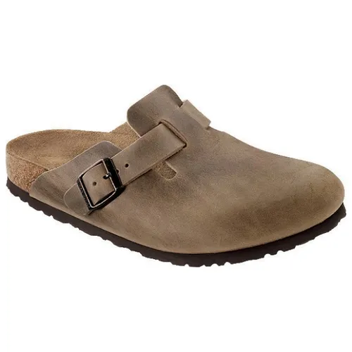 Birkenstock Boston Normal - 41 EU - Braune Sabots - Stylische Sabots aus hochwertigem Leder für Damen in Größe 41. Komfortable Schaumstoffinnensohle sorgt für ein angenehmes Tragegefühl.