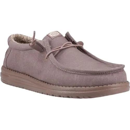 HEYDUDE Men Wally Stretch Canvas Deep Taupe Casual Moccasin 44 EU