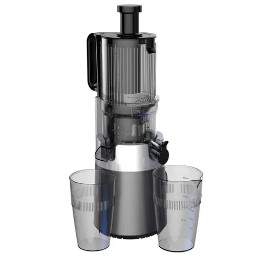 Klausberg Slow Juicer KB-7881 in Grafitgrau/Silber - Kraftvoller Slow Juicer mit Kaltpresstechnologie für perfekte Säfte. Die breite 113-mm-Öffnung ermöglicht einfaches Entsaften ganzer Früchte. Elegantes Edelstahl-Design und leiser Betrieb für Ihren Alltag.