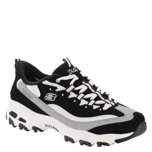 Skechers D'Lites Damen Sneaker Smooth Nostalgia Black/Natural EU 40 - Damen-Sneaker mit Memory-Foam und feuchtigkeitsabsorbierendem Innenfutter für optimalen Komfort und Stil.