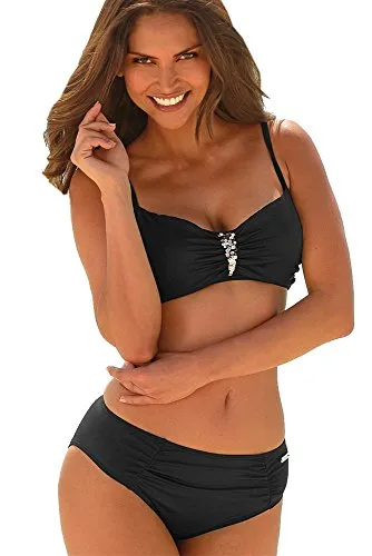 Lascana Damen Bügel-Bikini - Bikini-Set mit edler Pailetten-Verzierung, seitlichen Stäbchen und verstellbaren Trägern für einen femininen Look und optimalen Sitz.