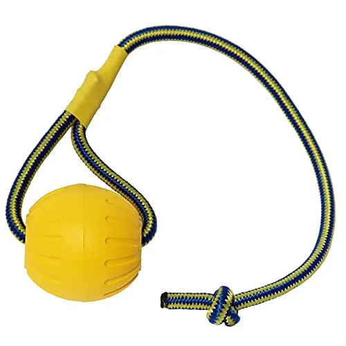Ball mit Seil Hundespielzeug,Fling Durafoam Ball Hundespielzeug,Hunde-Wasserschwimmer-Spielzeugball，Kleines Mittel Großes Hundeschlepper-Spielzeug (7 cm)