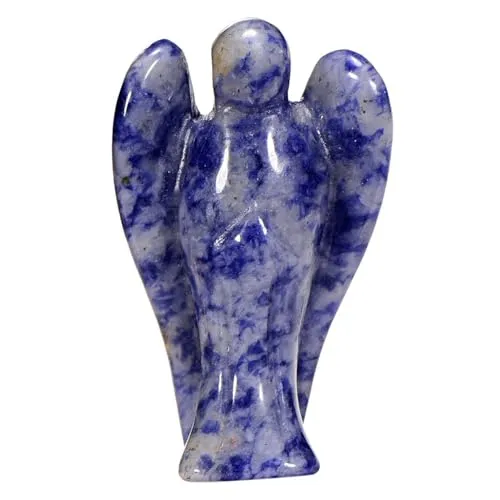 Morella Edelstein Sodalith Engel Glücksbringer Schutzengel zum Mitnehmen 3,5 cm in Samtbeutel