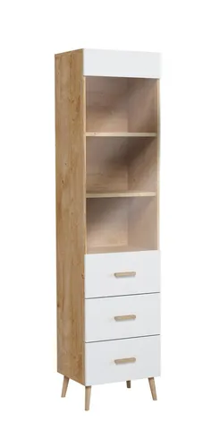 Bücherregal Vitrine aus Holz – Modernes Design für Ihr Zuhause - Elegantes Vitrinenschrank mit 3 Regalfächern, ideal zur stilvollen Präsentation Ihrer Bücher. Maße: 50 x 42 x 209 cm, freistehend und sofort einsatzbereit. Perfekt für Wohnzimmer und Arbeitszimmer.