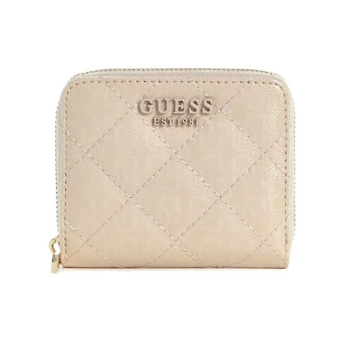 GUESS Small Zip Around Wallet - Handliche Geldbörse - Kompakte GUESS Geldbörse mit 3 Kartenfächern und 1 Geldscheinfach. Ideal für die Aufbewahrung Ihrer Finanzen. Stilvolles Design in Sandfarbe, perfekt für den täglichen Gebrauch.