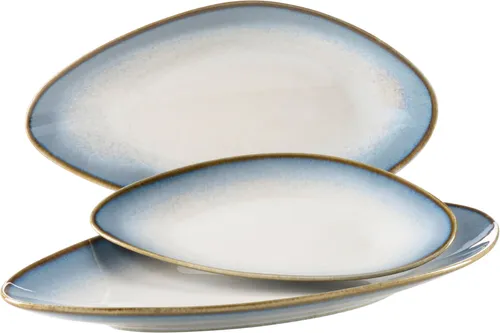 MÄSER Servierplatte LA SINFONIA, 3-teiliges Set aus Steinzeug - Elegante Servierplatte in Blau, spülmaschinengeeignet und ideal für stilvolle Tischdekorationen.