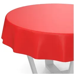 ANRO Tischdecke abwaschbar Wachstuch-Tischdecke Gartentischdecke (Einzelstück 1-tlg), wasserabweisend Einfarbig Rot Breite 140cm rot Rund | Ø 140 cm x 140 cm x 140 cm x 0.2 mm