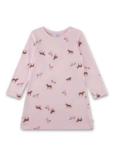 Sanetta Mädchen-Nachthemd Langarm rosa Pferd | Nachhaltiges und angenehmes Nachthemd aus Baumwolle für Mädchen. Nachtwäsche für Mädchen