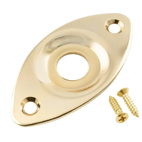 Musiclily Pro Gold Steel Curved Recessed Dented Oval Electric Guitar Jack Plate
