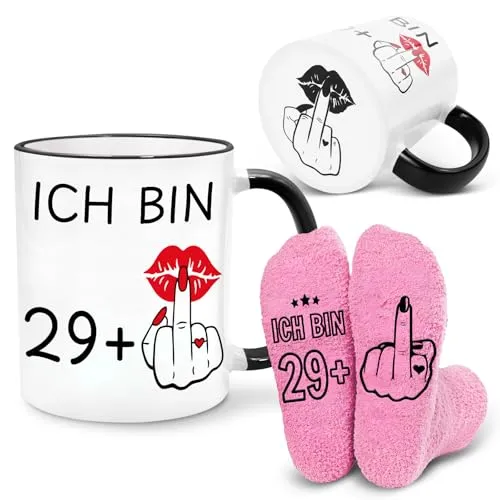 Bingtoo Geschenkset zum 30. Geburtstag für Frauen, Becher & Socken für Frauen, Lustige Geschenke für Freundin Mutter Gattin Schwestern Freunde Kolleginnen, 30 Geburtstag Frau Deko (30 Jahre)