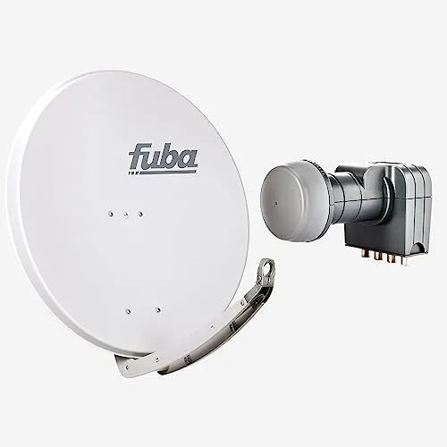 Fuba Sat Anlage 4 Teilnehmer - Komplettset mit 85cm Satellitenschüssel - SAT-Antennen: Hochwertiges Komplettset für 4 Teilnehmer, bietet exzellente Empfangsqualität und einfache Installation mit korrosionsbeständigen Materialien.