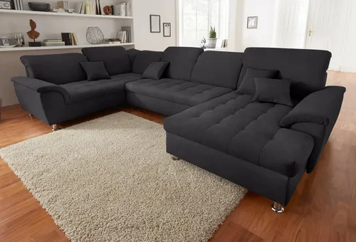 DOMO collection Wohnlandschaft Franzi - XXL-Sofa mit Bettfunktion - Wohnlandschaft mit Bettfunktion und Kopfteilverstellung, ideal für Übernachtungsgäste. Zeitlose Optik und exzellenter Sitzkomfort dank hochwertiger Polsterung.