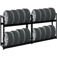 PROREGAL® Ablageregal MegaDeal 2x Reifenregal Tiger 100x110x35cm - Regale für 16 Reifen, verstellbare Ebenen und einfacher Aufbau - ideal für die Lagerung von Sommer- und Winterreifen in Garagen oder Werkstätten.