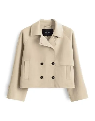 OPUS Damen Jacke Haili Kurztrench - Moderner Wollmix in Macadamia, Größe 40 - Funktionsjacken mit hochwertigem Wollmix für einen lässigen und stilvollen Look. Ideal für moderne Frauen, die Komfort und Eleganz schätzen.