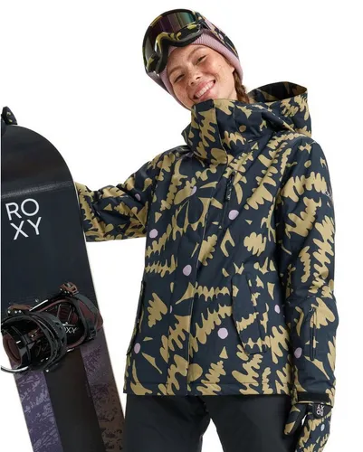 Snowboardjacke ROXY "Roxy Jetty 10K", Damen, Gr. L, fennel seed big flower - Wintersport-Bekleidung mit 10K ROXY DryFlight-Technologie für optimale Wasserdichtigkeit und Atmungsaktivität, nachhaltige Materialien aus 50% recycelten Fasern.