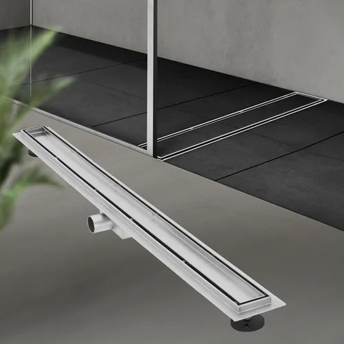 LuxeBath Duschrinne 100cm 2in1 - Befliesbar und Extra Flach - Duschkabinen & -wände - Hochwertige Edelstahl-Duschrinne mit 2-in-1 Ablaufrost-Design für barrierefreie Badezimmergestaltung und schnelle Entleerung von bis zu 50 L/min.