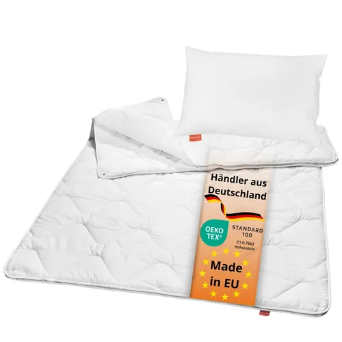 Sleepling 197123 Kinder Betten Set - Bettwaren-Set für Kinder mit allergikerfreundlichem Mikrofaser-Kissen und Decke, atmungsaktiv und hygienisch für besten Schlafkomfort. Made in EU, Öko-Tex zertifiziert.