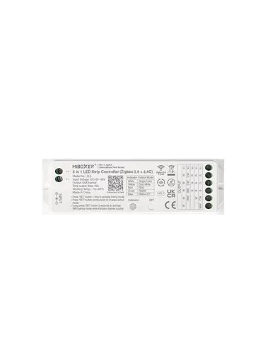 Miboxer Track System 48V RGB-CCT Zigbee 3.0 - Vielseitiger 5-in-1 LED-Streifen-Controller für RGB-CCT mit einer Reichweite von 100m. Flexibles Spannungsdesign DC12~48V und 15A Gesamtleistung für professionelle Anwendungen.