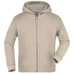 Kinder Kapuzenjacke French Terry JN059K, stein-grau, Größe XL - grau - XL
