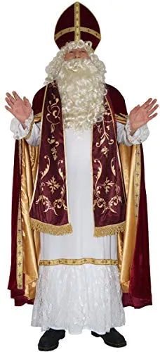 MAYLYNN Nikolaus Kostüm DeLuxe für Erwachsene - Hochwertiges 4-teiliges Kostüm für Weihnachten und Fasching, inklusive Umhang, Stola und Mitra - Edle Ausführung mit goldenen Bordüren und beeindruckendem Design.