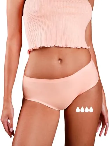Taynie Seamless Nahtlose Periodenunterwäsche - Periodenwäsche - Menstruationsunterwäsche - Periodenslip - ersetzt 2 Tampons, Tragedauer bis 12 Std, waschbar bis 60°C (36, Apricot)