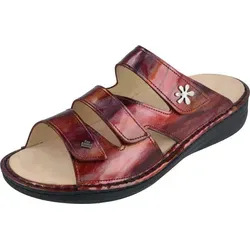 FINN COMFORT Grenada Damen Pantolette rot amarone - Größe 43 - Bequeme Damenpantolette mit verstellbaren Klettverschlüssen und herausnehmbarem Fußbett. Ideal für normale bis kräftigere Füße, bietet sie Komfort und Flexibilität im Alltag.