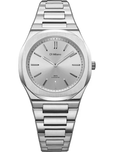 D1 Milano Damen Quarzuhr Analog Klassikuhr - Elegante Damenuhr mit gebürstetem Edelstahl-Gehäuse und sportlich-elegantem Design. Perfekt für jeden Anlass und dank kratzfestem Saphirglas und wasserdichter Bauweise ideal für den Alltag.