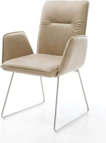 Polsterstuhl Vinja-Flex mit Edelstahl Kufengestell - Ohren- & Armlehnensessel mit elegantem Design und freistehenden Armlehnen. Aus weicher Mikrofaser, belastbar bis 150 kg – ideal für stilvolles Wohnen!