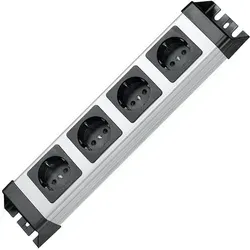 Kopp Steckdosenleiste POWERversal, 4-fach in Silber - Steckdosen & Zubehör, flexible GST18-System für modulare Stromversorgung, 3x Schutzkontakt-Steckdosen mit 90°-Anordnung für optimalen Platz und Wandmontage möglich.