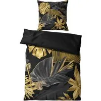 Sanilo Bettwäsche Golden Leaves 135x200 cm - Bettwäsche-Set aus 100% Baumwolle, 2-teilig mit Wendefunktion und verdecktem Reißverschluss, ideal für stilvolle Schlafzimmergestaltung.