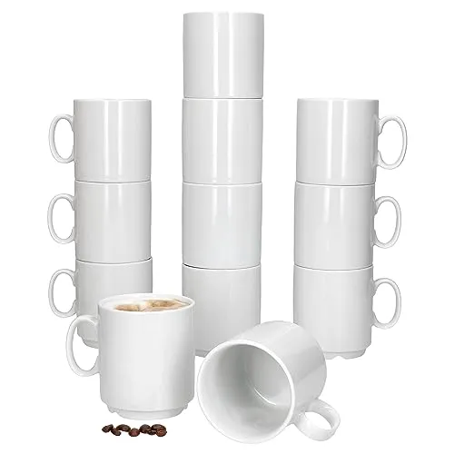 MamboCat Becher 12er Set Event Kaffeebecher 250ml - Thermobehälter aus hochwertigem Porzellan, stapelbar und ideal für jede Veranstaltung – perfekt für Kaffeeliebhaber!