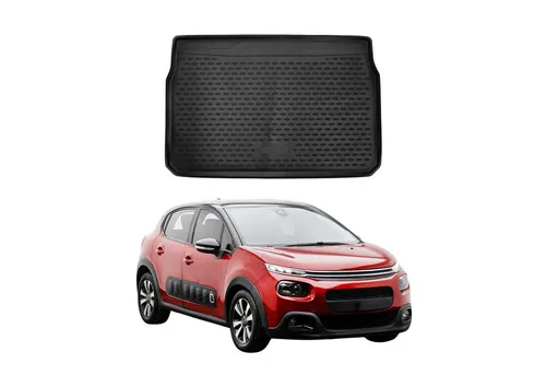 Kofferraummatte für Citroen C3 2016-2024 - Gummi TPE Schwarz - Fussmatten und Laderaumwannen - Wasserfest und hitzebeständig, idealer Schutz für den Kofferraum mit einfacher Installation und Antirutsch-Oberfläche.