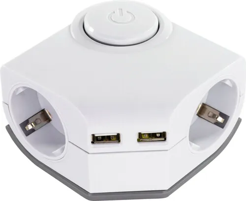 REV 2-fach Steckdosenleiste mit 2x USB - Eckmontage 2+2 - Praktische Steckdosenleiste mit 2 USB-Anschlüssen für bequemes Laden, ideal für platzsparende Eckmontage und vielseitige Nutzung.