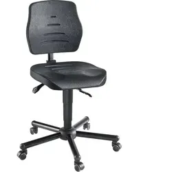 meychair Arbeitsstuhl W15-28-TR-PU XXL, schwarz - Ergonomischer Bürostuhl mit Rollen, stufenlos höhenverstellbar von 48-62 cm, max. Belastbarkeit 170 kg, ideal für langen Sitzkomfort bis 8 Stunden.