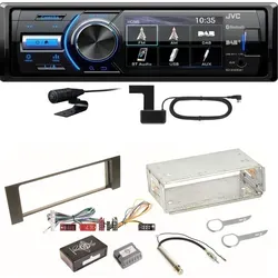 JVC KD-X561DBT Autoradio mit Bluetooth und DAB+ - Autoradio mit Digitalradio, Bluetooth-Freisprechfunktion und 7,6 cm TFT-Farbdisplay. Komplettes Einbauset für Audi A4 B6/B7, inklusive DAB-Antenne und Zubehör für einfachen Einbau.