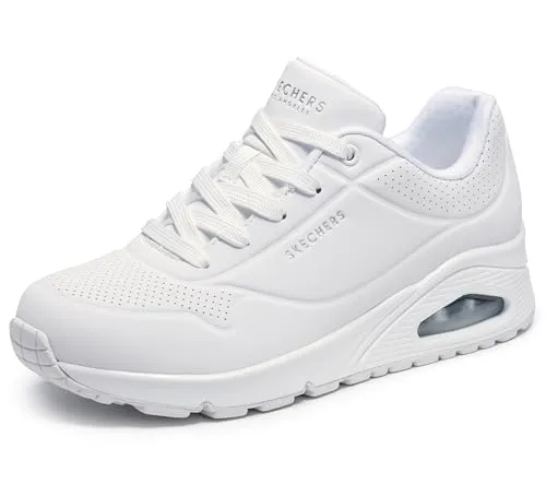 Skechers Uno Damen Sneaker – Weiß mit Durabuck-Mesh Trim, Größe 39 - Sneaker mit atmungsaktivem Durabuck-Obermaterial und Skechers Air-Cooled Memory Foam für ultimativen Komfort und Unterstützung.