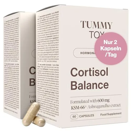 Ashwagandha 600 mg – Cortisol Balance Kapseln für 60 Tage - Hochwirksame Ashwagandha-Kapseln mit Rhodiola, Magnesium und Vitaminen zur Stressreduktion und Muskelentspannung. 100% pflanzlich, hormonfrei und hergestellt in der EU.