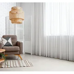 GARDINESTAN JUNG CFO GmbH Halbtransparente Gardine in Weiß mit Kräuselband - Elegante Gardine in Leinenoptik, 300 cm x 180 cm, für einen stilvollen Raum. Ideal zur Unterstützung der Lichtregulierung und zur Schaffung einer gemütlichen Atmosphäre.