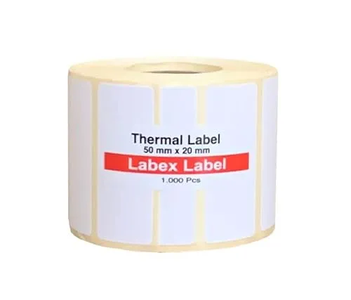 Labex Label 50x20 mm Thermoetiketten auf Rolle – 1 Rolle (1000 Thermo etiketten) – Barcodeetiketten, Lageretiketten, Thermo etiketten – Kompatibel mit Zebra, Argox, Sato – Thermodirekt