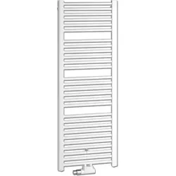 Kermi Basic-50 Badheizkörper Weiß 1172x35x450mm - Heizkörper für Warmwasser-Betrieb mit hoher Heizleistung (511W) und elegantem Design. Ideal für jeden Raum, flexibel in der Montage durch mittigen oder seitlichen Anschluss.