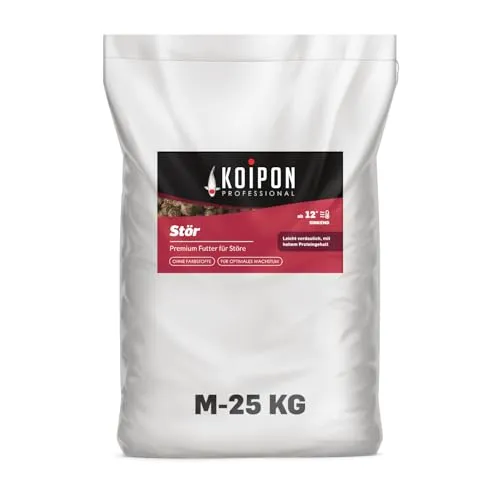 KOIPON Premium Störfutter 25 kg - Sinkendes Teichfutter für Stör und Koi - Hochwertiges Teichfutter für Stör und Koi, 6mm sinkende Pellets, optimal für gemeinschaftliche Haltung. Fördert Wachstum und sorgt für geringe Wasserbelastung.
