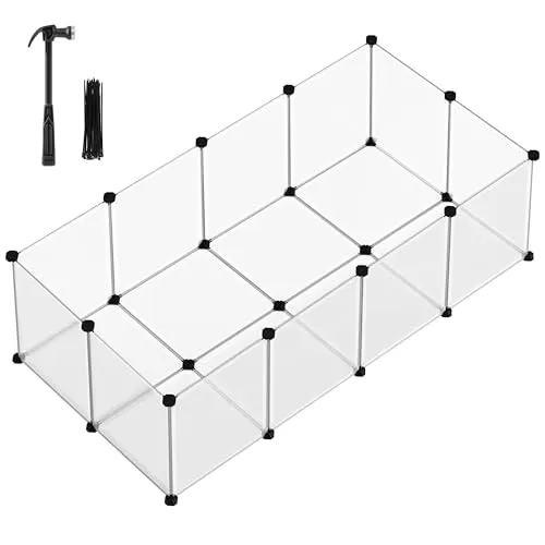 SONGMICS Freigehege für Kleintiere, 143 x 73 cm, weiß - Kleintierlaufstall aus robustem Kunststoff, einfach zu montieren und bietet viel Platz für Meerschweinchen, Hamster und Kaninchen zum Spielen und Erkunden.