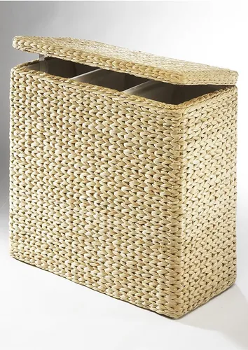Locker Wäschesortierer - Geflochtene Binse, 64 cm hoch, Beige - Wäschesammler aus geflochtener Binse, ideal zur stilvollen Wäschetrennung und Aufbewahrung, passt perfekt in jedes Zuhause.