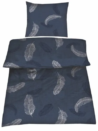 soma Bettwäsche seersucker bettwäsche 135x200 baumwolle sale mit Federn blau weiß, bettwäsche mit federmuster baumwolle
