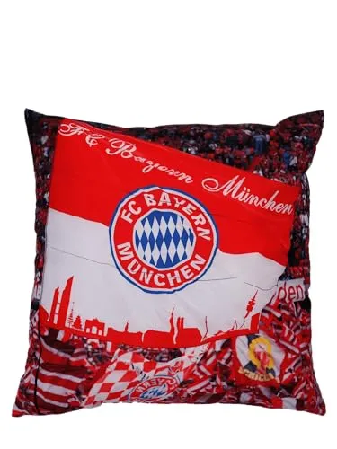 FC Bayern München I Kissen Fankurve 40x40 cm I Rot/Weiß I 40x40 cm I Sofakissen I Dekokissen
