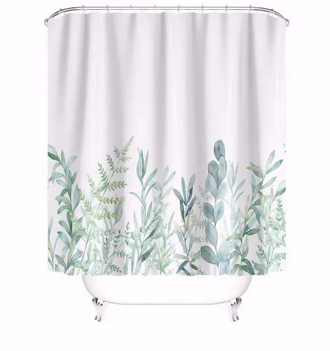 M&W DAS DESIGN Duschvorhang Shower curtains Anti schimmel Waschbar Grüne Pflanzen Breite 120 cm